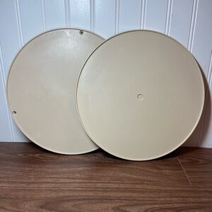 Vintage Lazy Susan Rubbermaid Sterilite 10.5” Set of 2 Ivory Cream Plastic